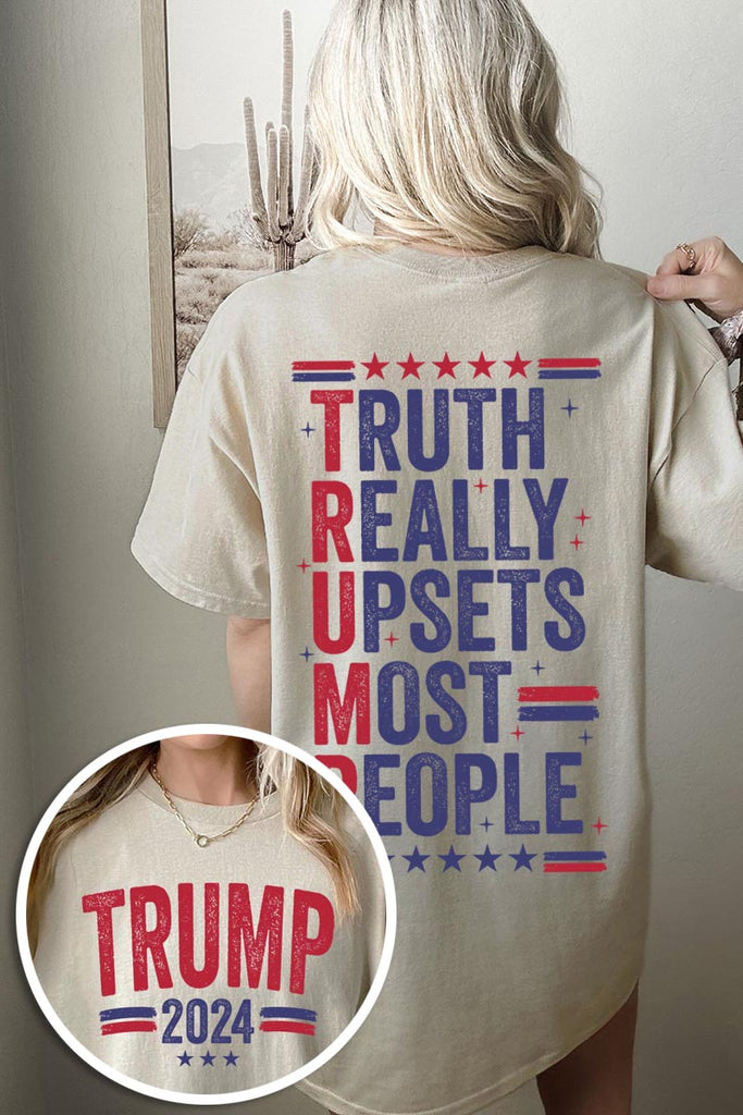 Truth Really Upsets Most People Trump Front and Back Graphic Heavy Unisex Cotton Tee