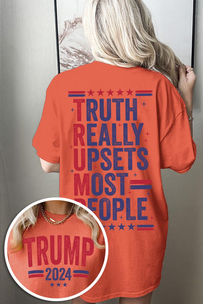 Truth Really Upsets Most People Trump Front and Back Graphic Heavy Unisex Cotton Tee