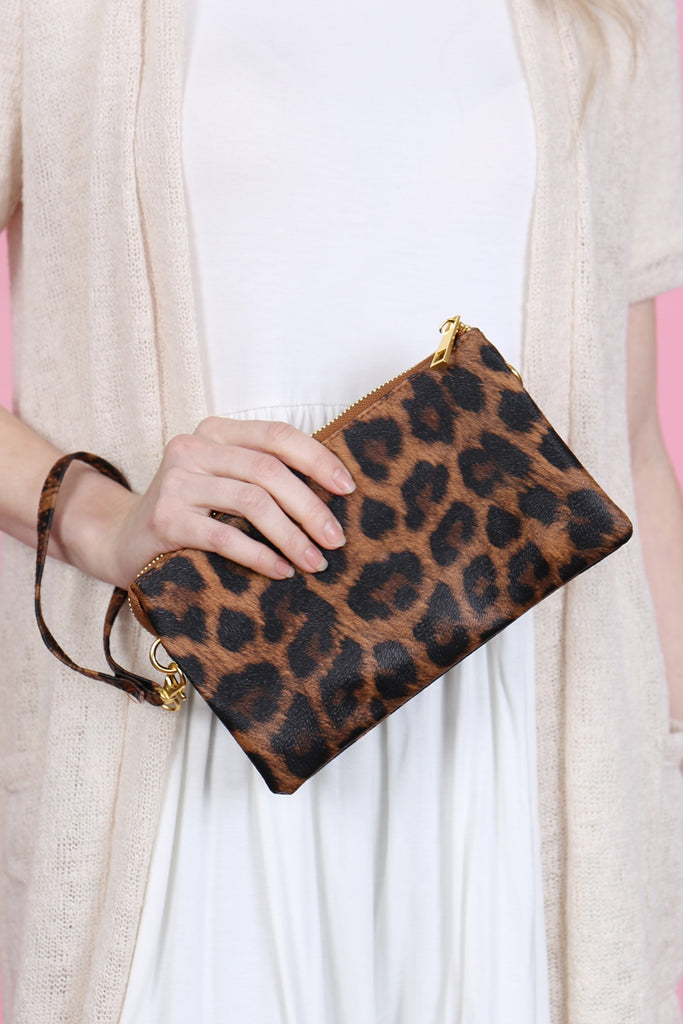 FAUX CROSSBODY WRISTLET BAG