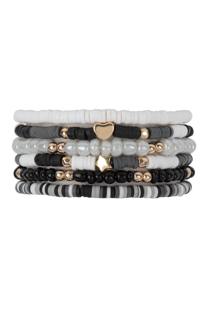 HEISHI BEADS STACKABLE MULTI LAYERED BRACELET SET