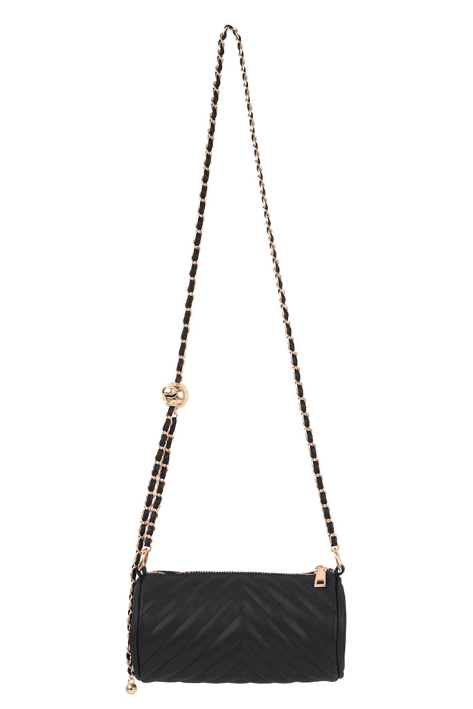 QUILTED LEATHER CHAIN STRAP CROSSBODY BAG