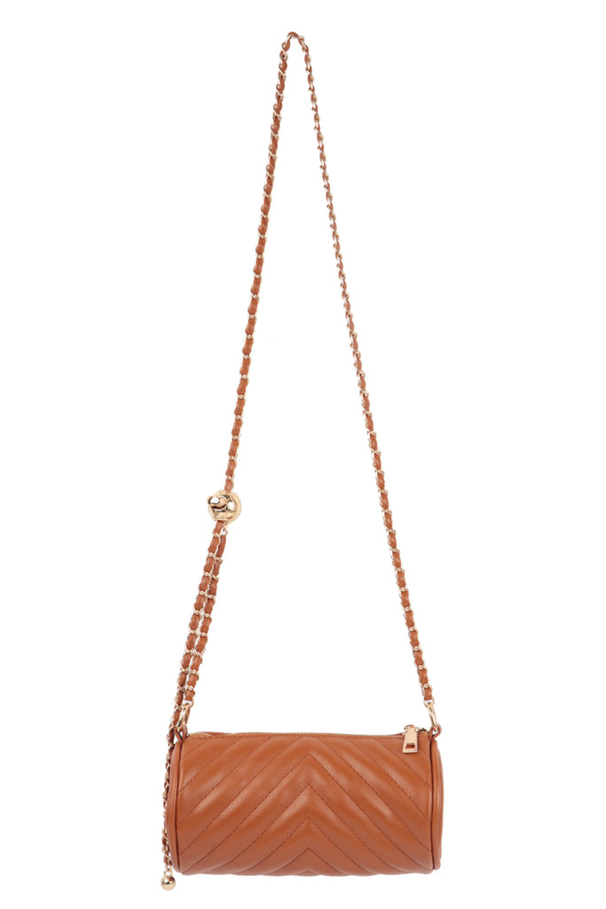 QUILTED LEATHER CHAIN STRAP CROSSBODY BAG