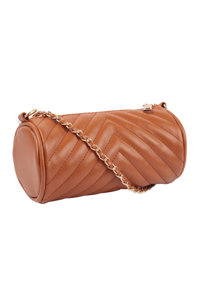 QUILTED LEATHER CHAIN STRAP CROSSBODY BAG