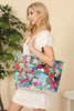 TROPICAL BIRD PRINT TOTE BAG WITH MATCHING WALLET