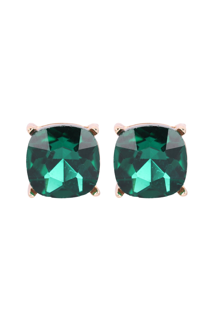 AE0088 - GLASS CUSHION POST EARRINGS