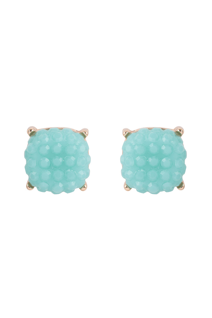 ROUND CUSHION RHINESTONE STUD EARRINGS