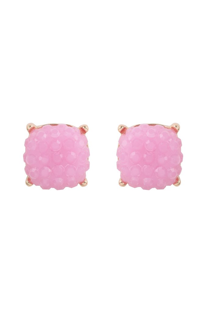ROUND CUSHION RHINESTONE STUD EARRINGS