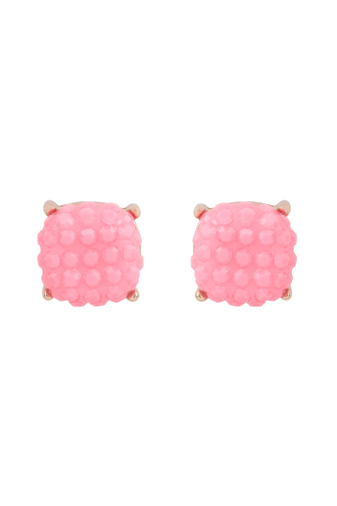 ROUND CUSHION RHINESTONE STUD EARRINGS