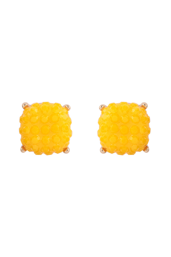 ROUND CUSHION RHINESTONE STUD EARRINGS