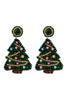 CHRISTMAS TREE SEED BEADS POST DROP EARRINGS