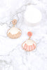 FANCY SEA SHELL SEED BEAD W/ PEARL DANGLE POST EARRINGS