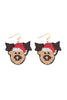 REINDEER PATTERN SEED BEADS HOOK EARRINGS