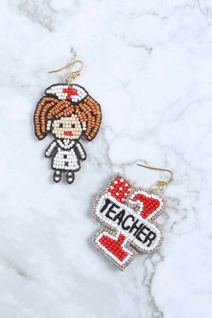 #1 TEACHERS DAY SEED BEAD DROP EARRINGS