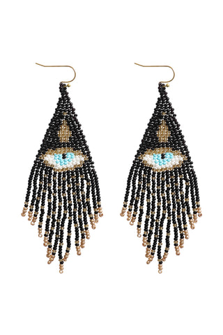 THREE LAYER USA ACCENT LEATHER DROP EARRINGS
