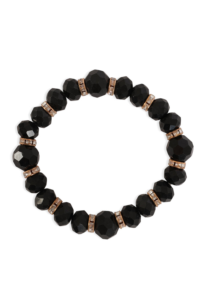 RONDELLE BEADS WITH RHINESTONE STRETCH BRACELET