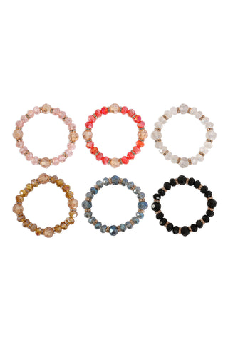 RONDELLE BEADS 4 LAYERED STACKABLE STRETCH BRACELET SET