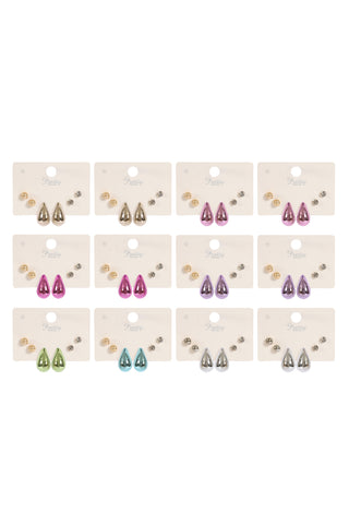 GLITTER FACETED OVAL DROP EARRINGS