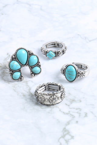 MOP 3PCS GEOMETRIC SHAPE RING SET