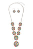 WESTERN CONCHO HAND CRAFT STONE NECKLACE AND EARRING SET