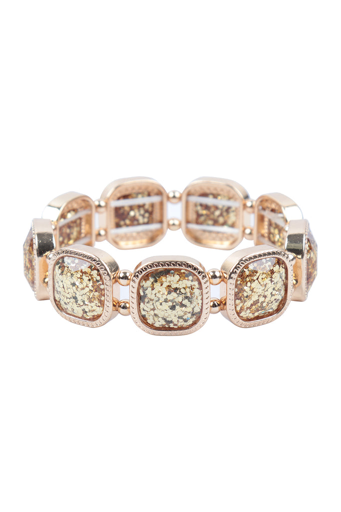 SQUARE GLITTER EPOXY STRETCH BRACELET