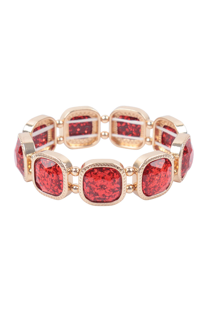 SQUARE GLITTER EPOXY STRETCH BRACELET