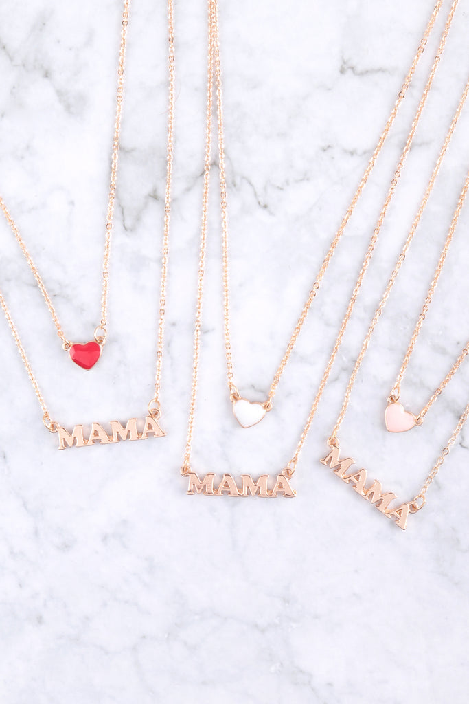 "MAMA" HEART ENAMEL LAYERED NECKLACE