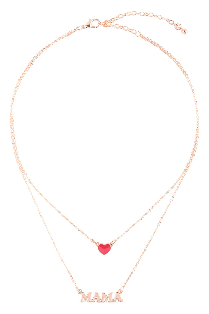 "MAMA" HEART ENAMEL LAYERED NECKLACE