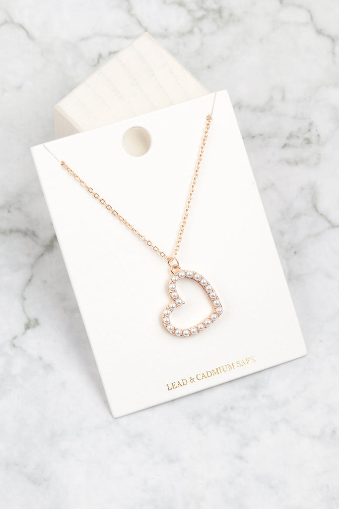 PEARL HEART PENDANT NECKLACE