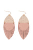 2.75 INCH MARQUISE SHAPED PU LEATHER FRINGE HOOK EARRINGS