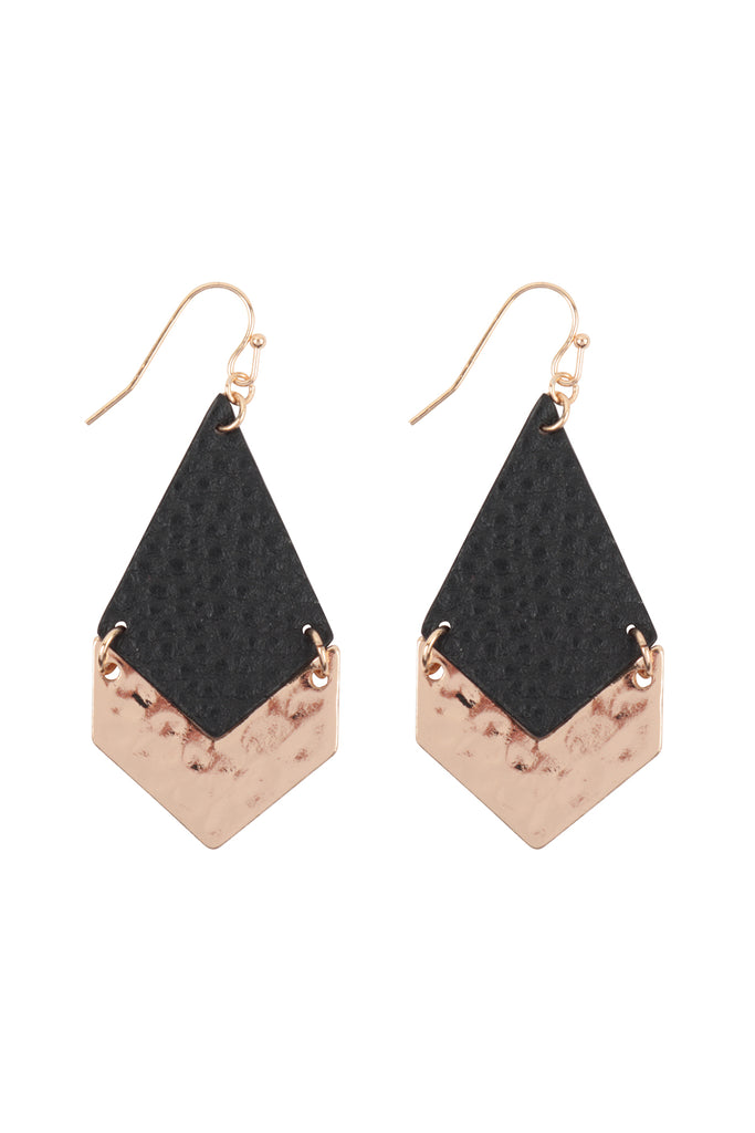 2.5 INCH KITE SHAPED PU LEATHER HOOK EARRINGS