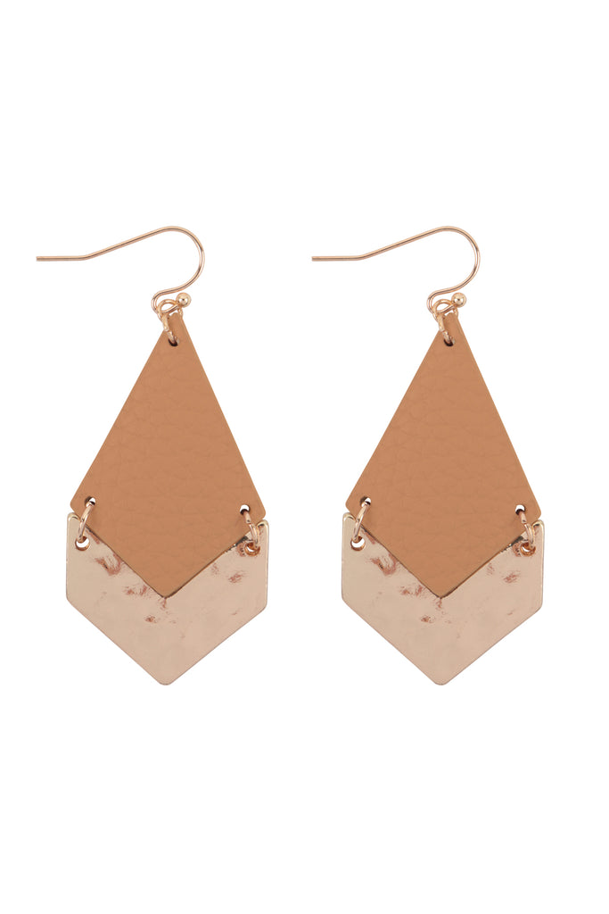 2.5 INCH KITE SHAPED PU LEATHER HOOK EARRINGS