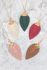 30 INCH LEAF SHAPED PU LEATHER FRINGE LONG NECKLACE