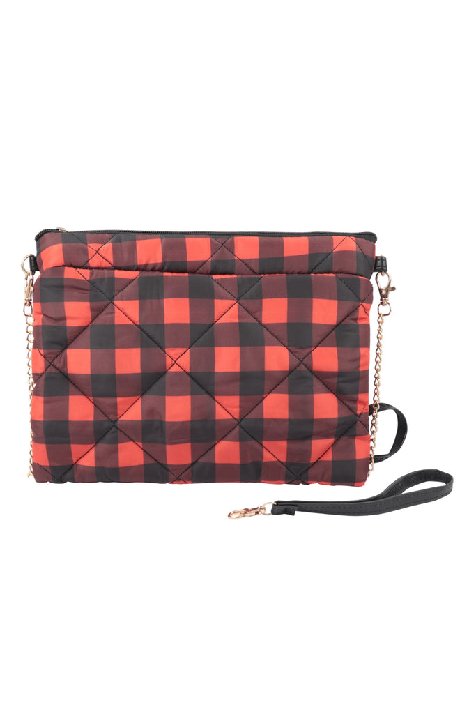 BUFFALO PLAID CHAIN STRAP MINI CROSSBODY BAG