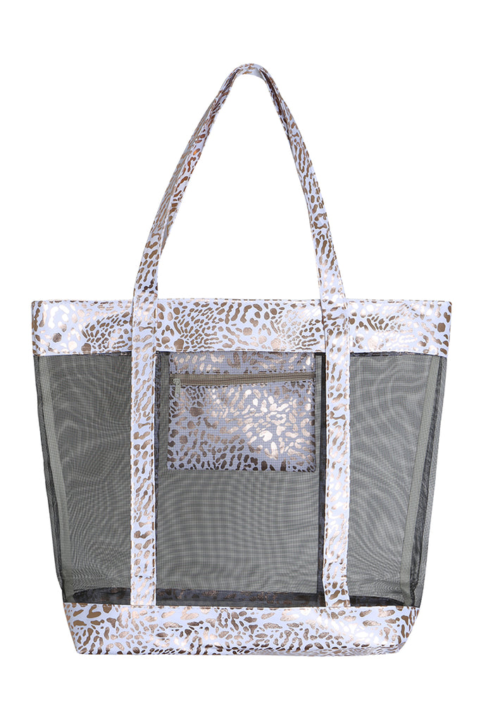 GLITTER LEOPARD TRANSPARENT TOTE BAG