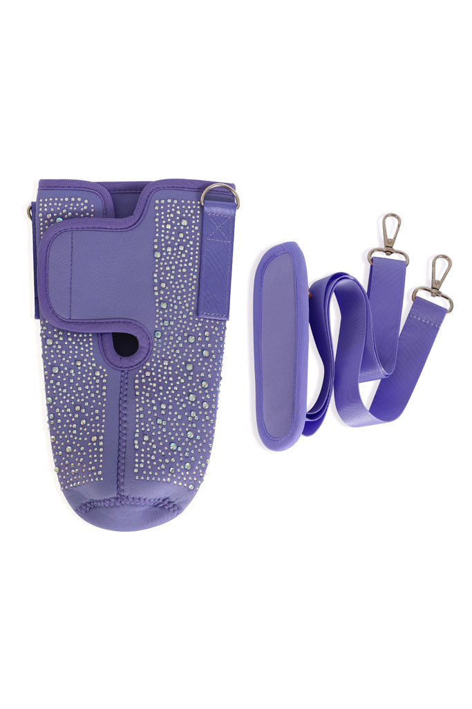 WATER BOTTLE CARRIER W/ GLITTER RHINESTONES ADJUSTABLE STRAP