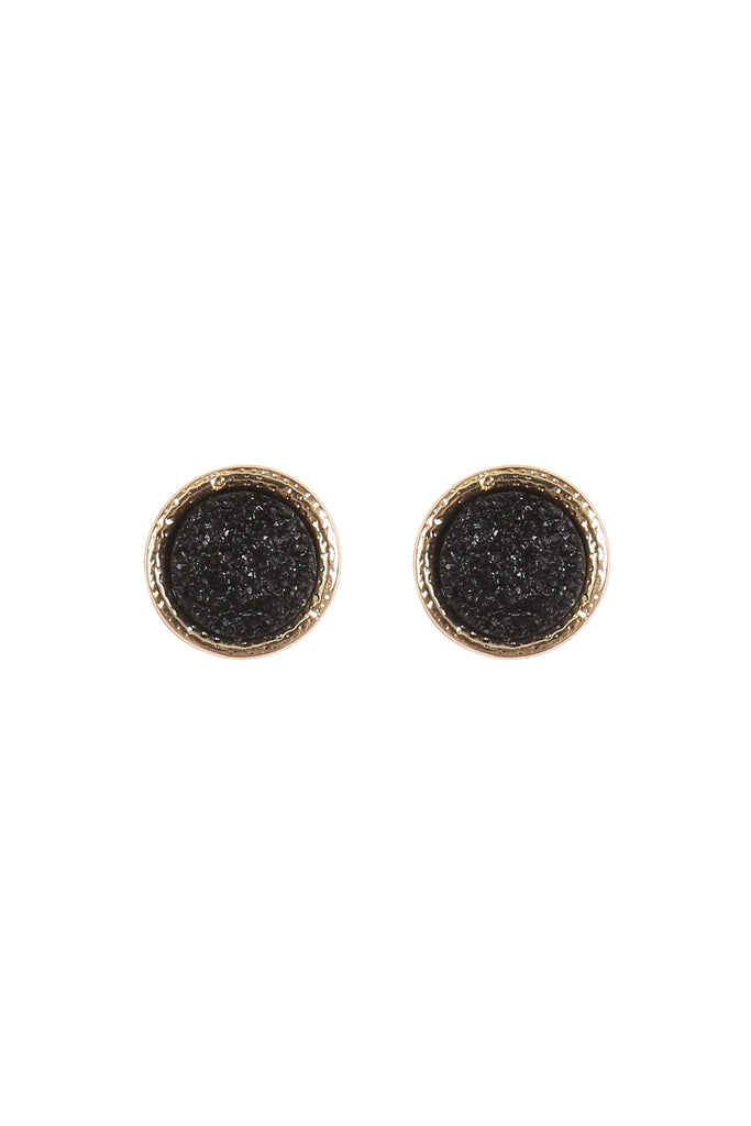 ROUND DRUZY STONE POST EARRINGS