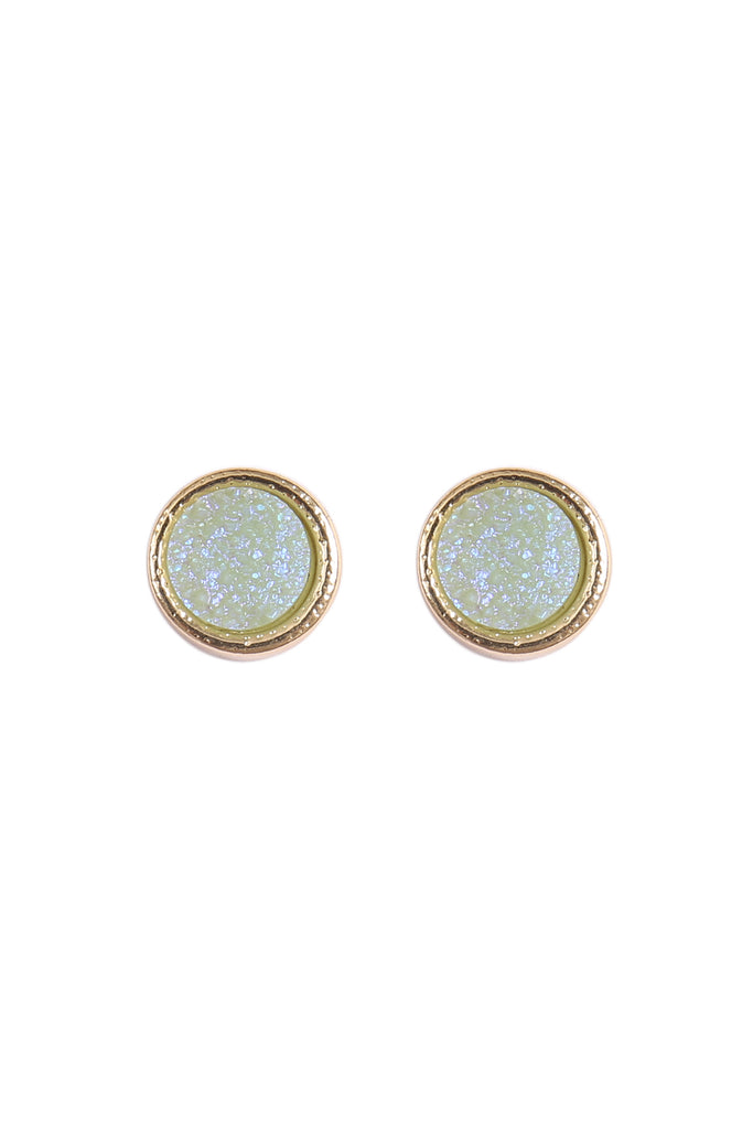 ROUND DRUZY STONE POST EARRINGS