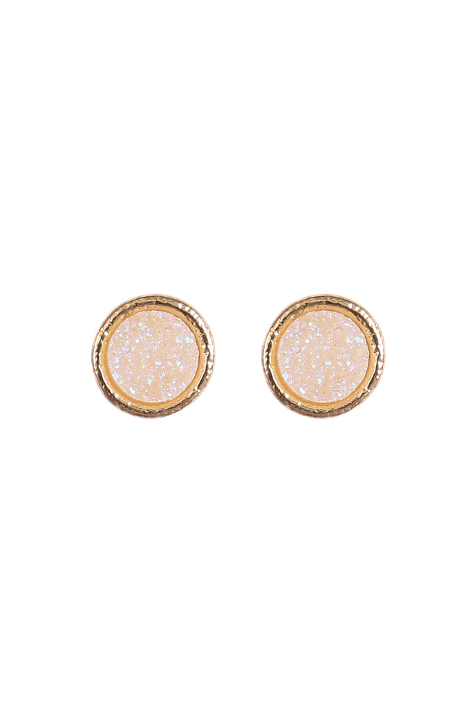 ROUND DRUZY STONE POST EARRINGS