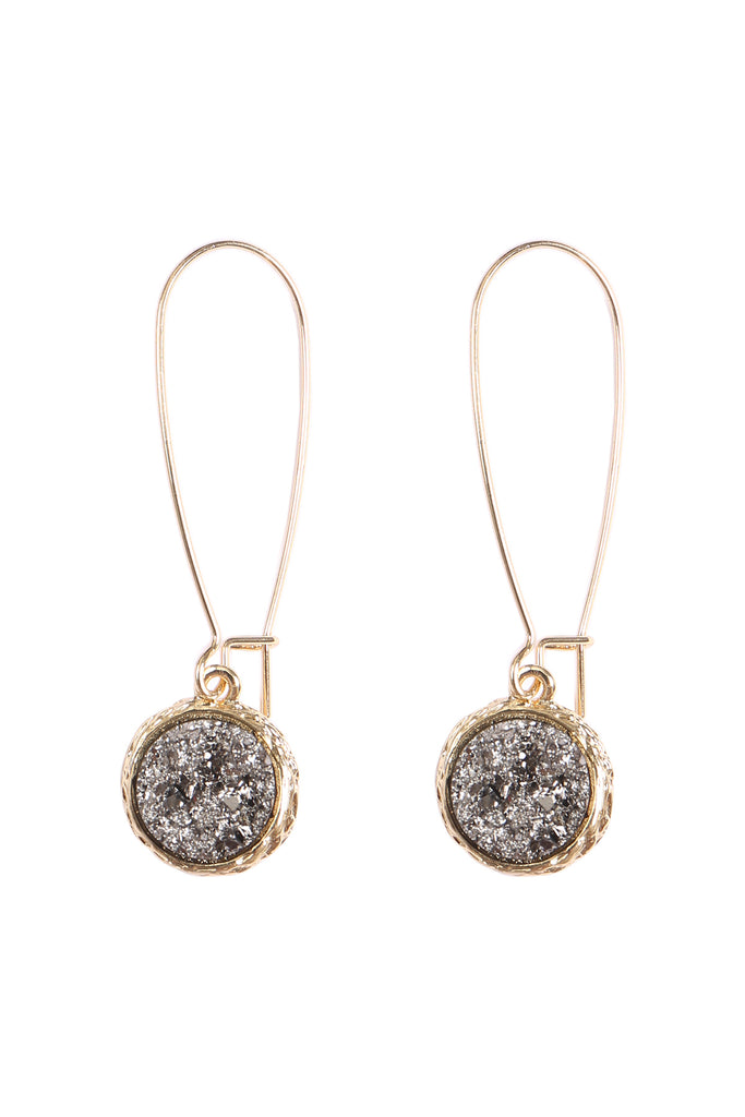 ROUND DRUZY WIRED DROP EARRINGS