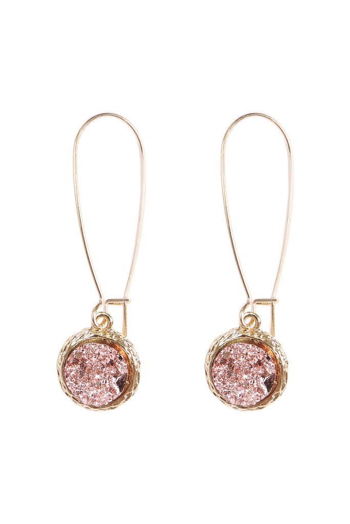 ROUND DRUZY WIRED DROP EARRINGS