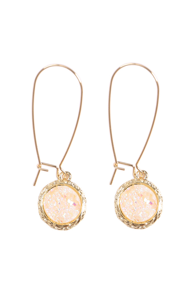 ROUND DRUZY WIRED DROP EARRINGS