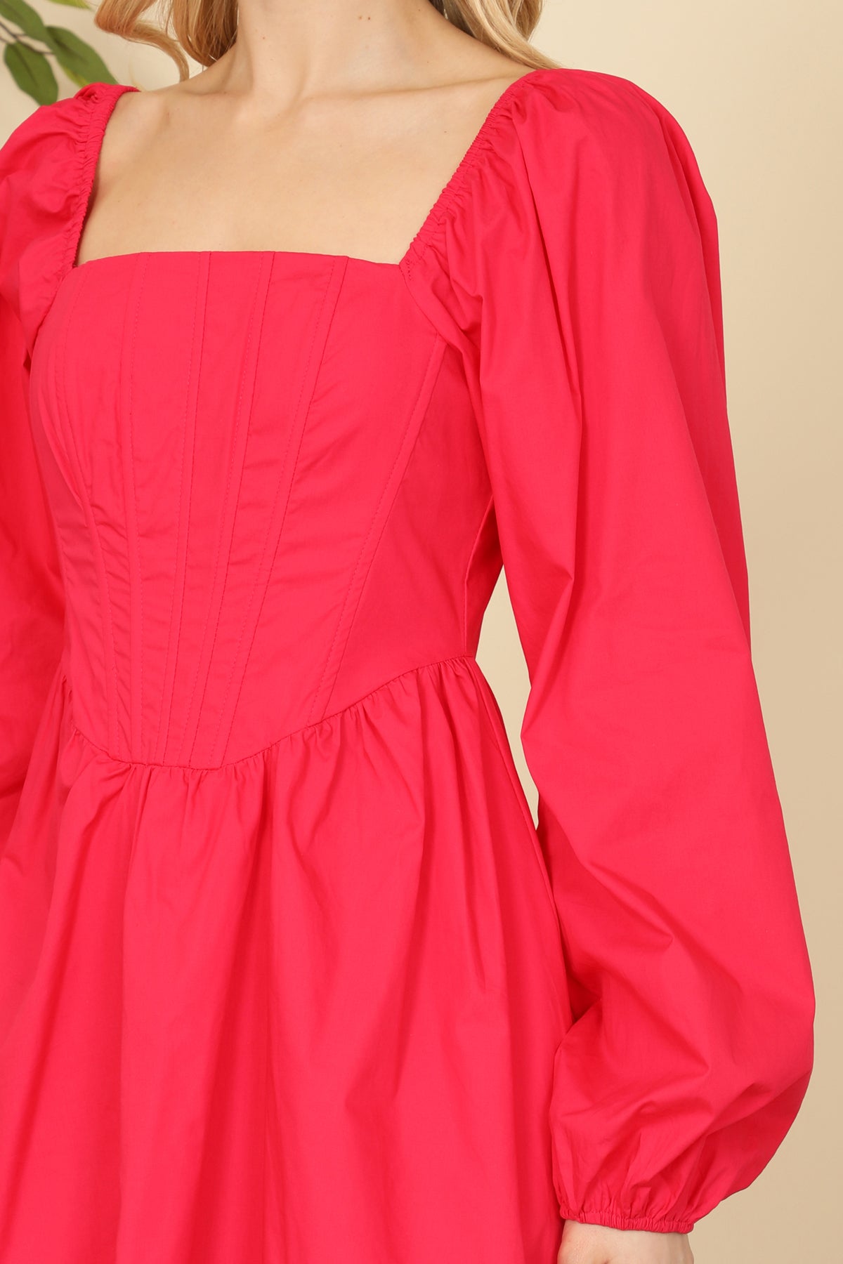 Square Neckline Puff Sleeve Mini Dress – Riah Fashion