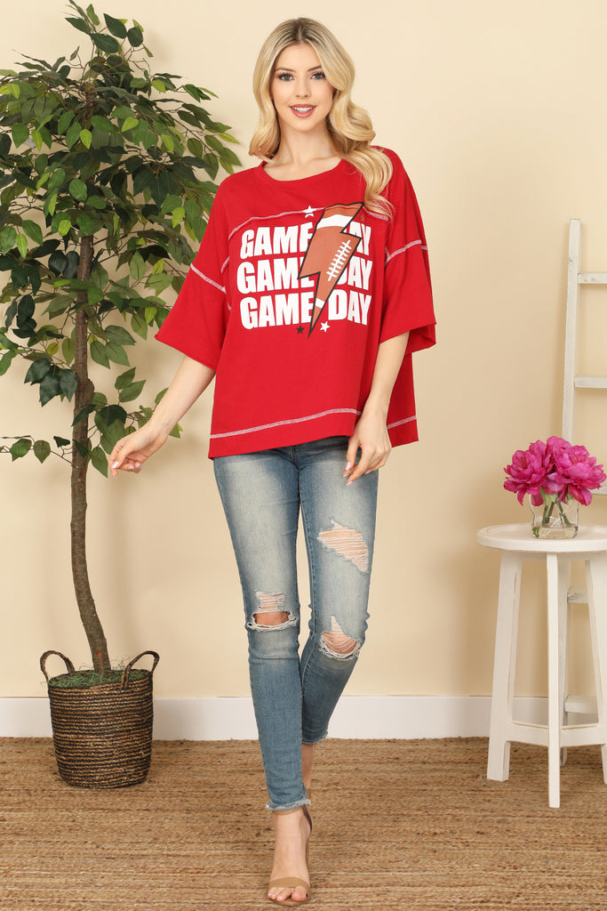 Oversized "Game Day" Print Top