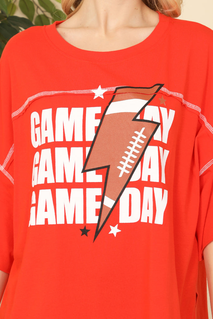 Oversized "Game Day" Print Top