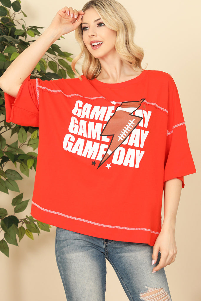 Oversized "Game Day" Print Top