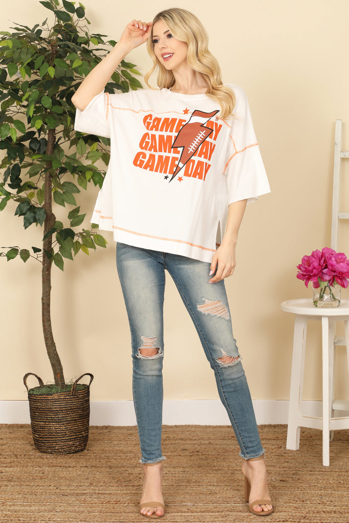 Oversized "Game Day" Print Top