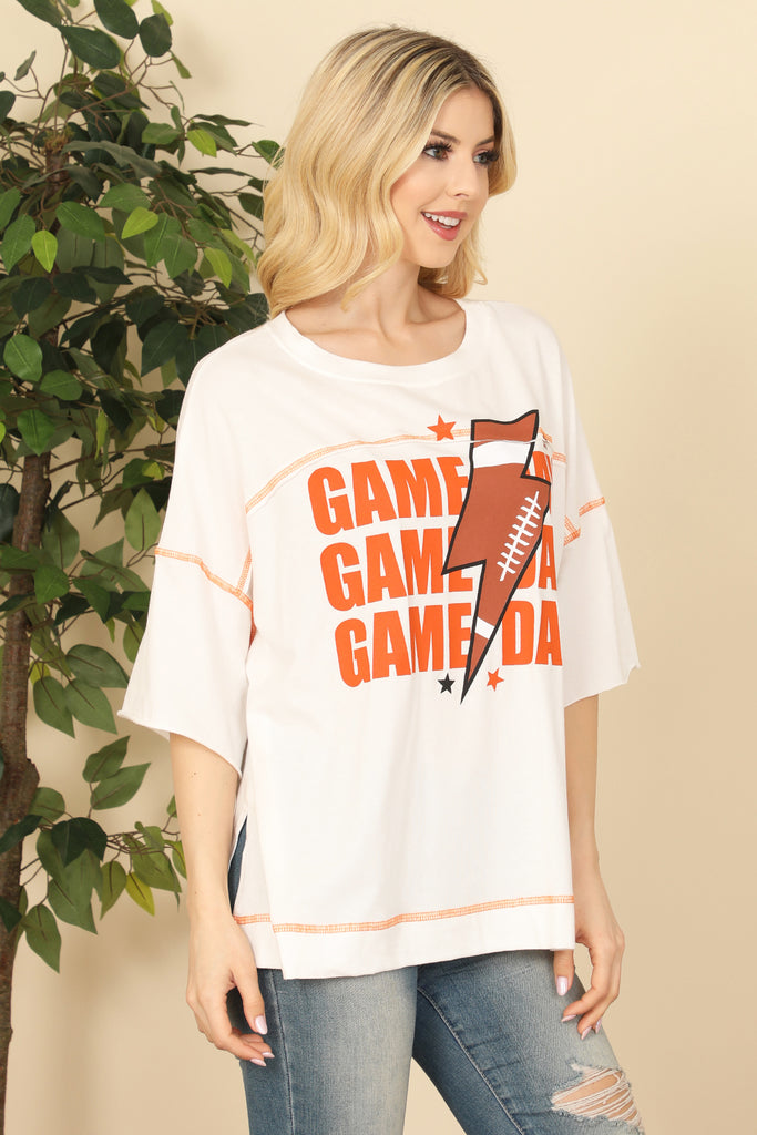 Oversized "Game Day" Print Top