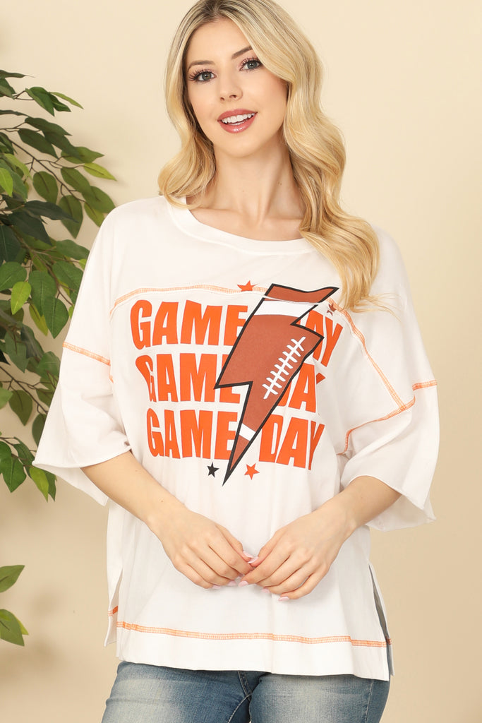 Oversized "Game Day" Print Top
