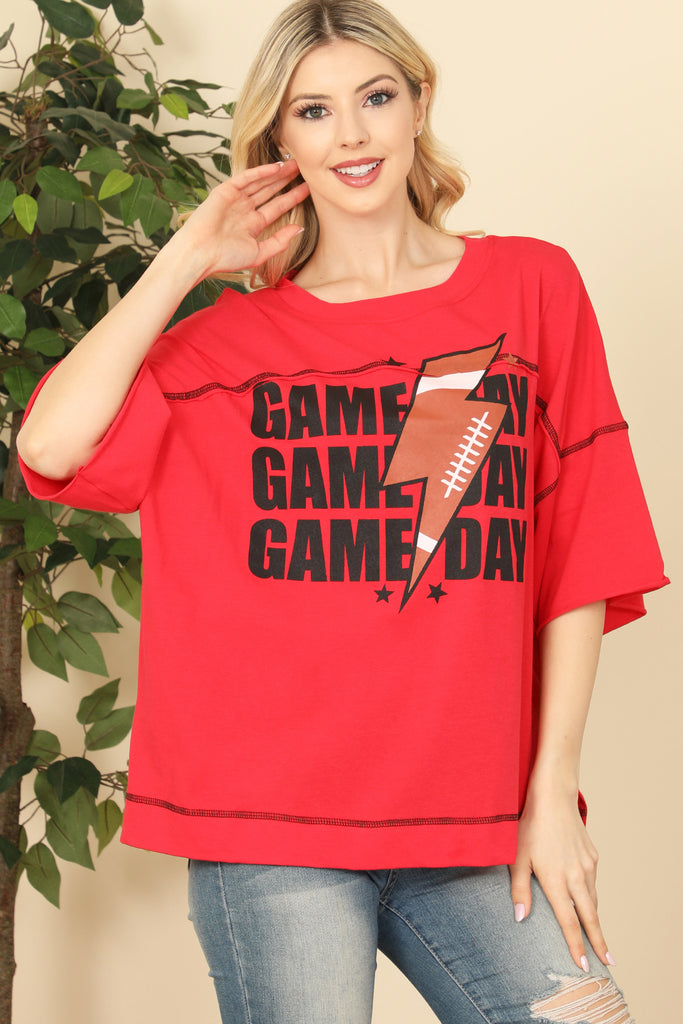 Oversized "Game Day" Print Top