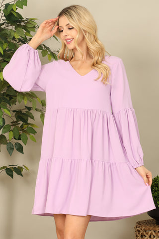 3/4 Sleeve Round Hem Solid Top